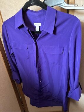 Chico's Deep Purple Button-Front Blouse 0 Small